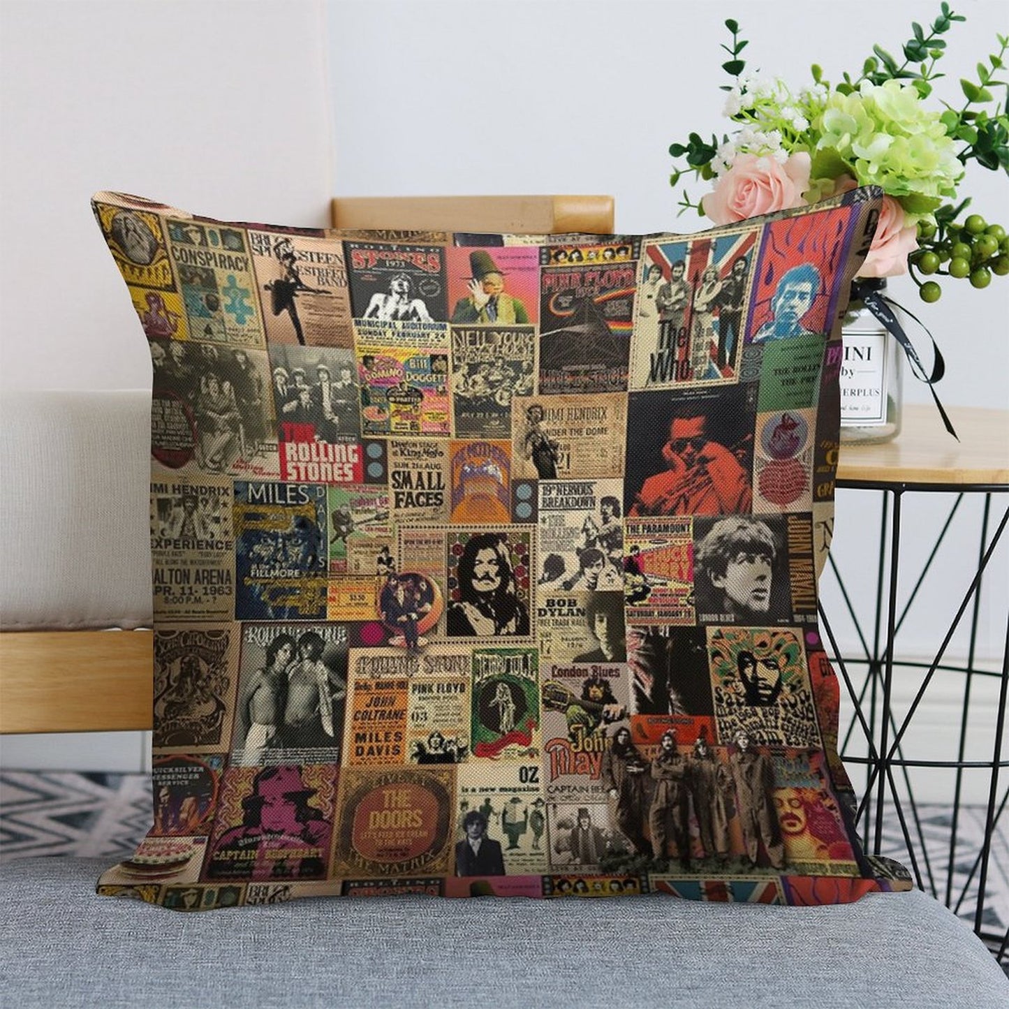 Rock N' Roll Stories Linen Throw Pillow Cover