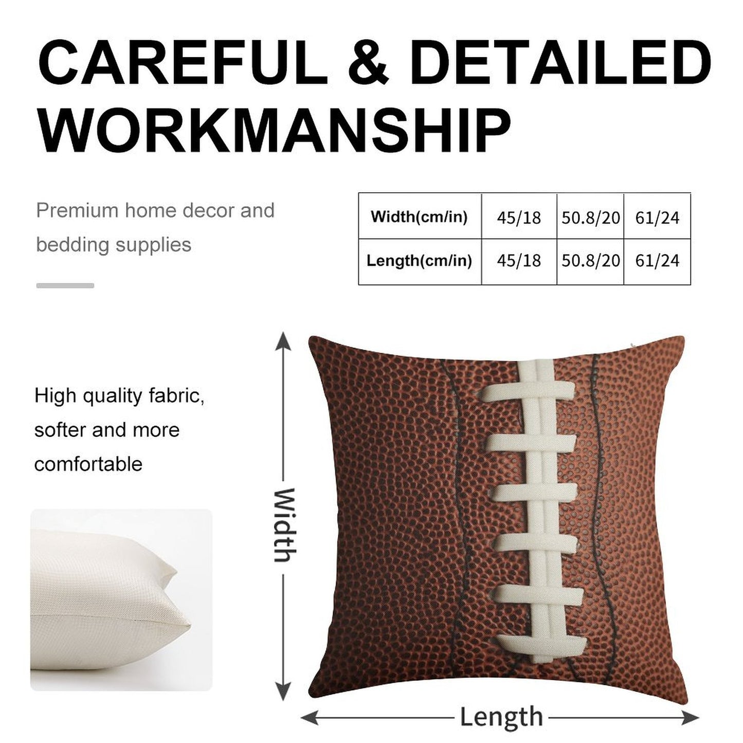 Football Linen Throw Pillow Cover