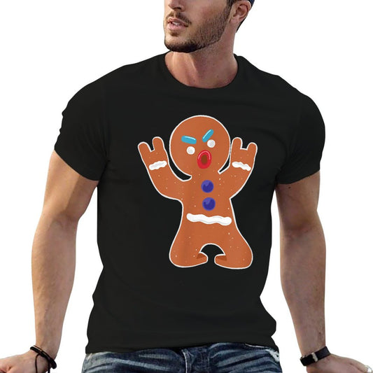 Gingerbread Man Funny Metal Christmas Wrinkle-resistant T-Shirt