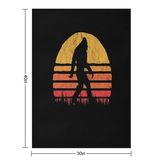 Retro Bigfoot Silhouette Sun Vintage - Believe! Throw Blanket