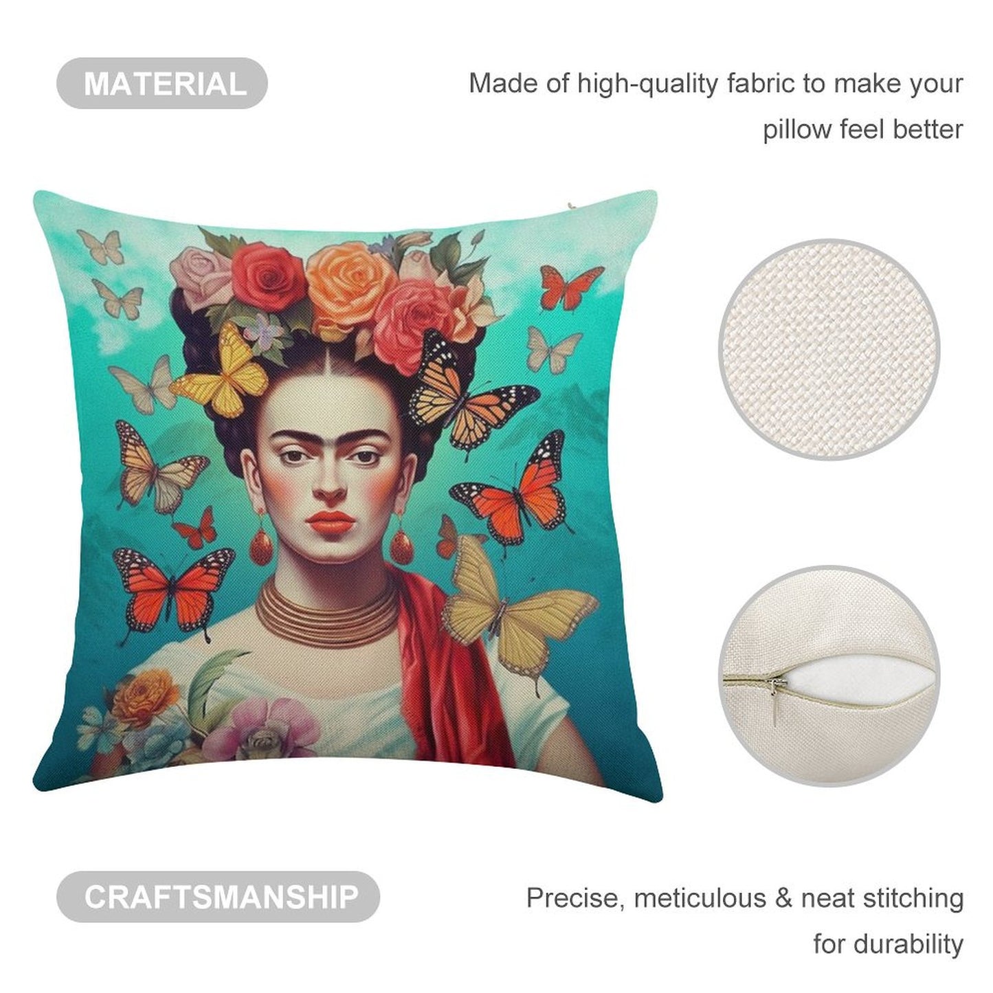 Frida Kahlo 4 Linen Throw Pillow Cover