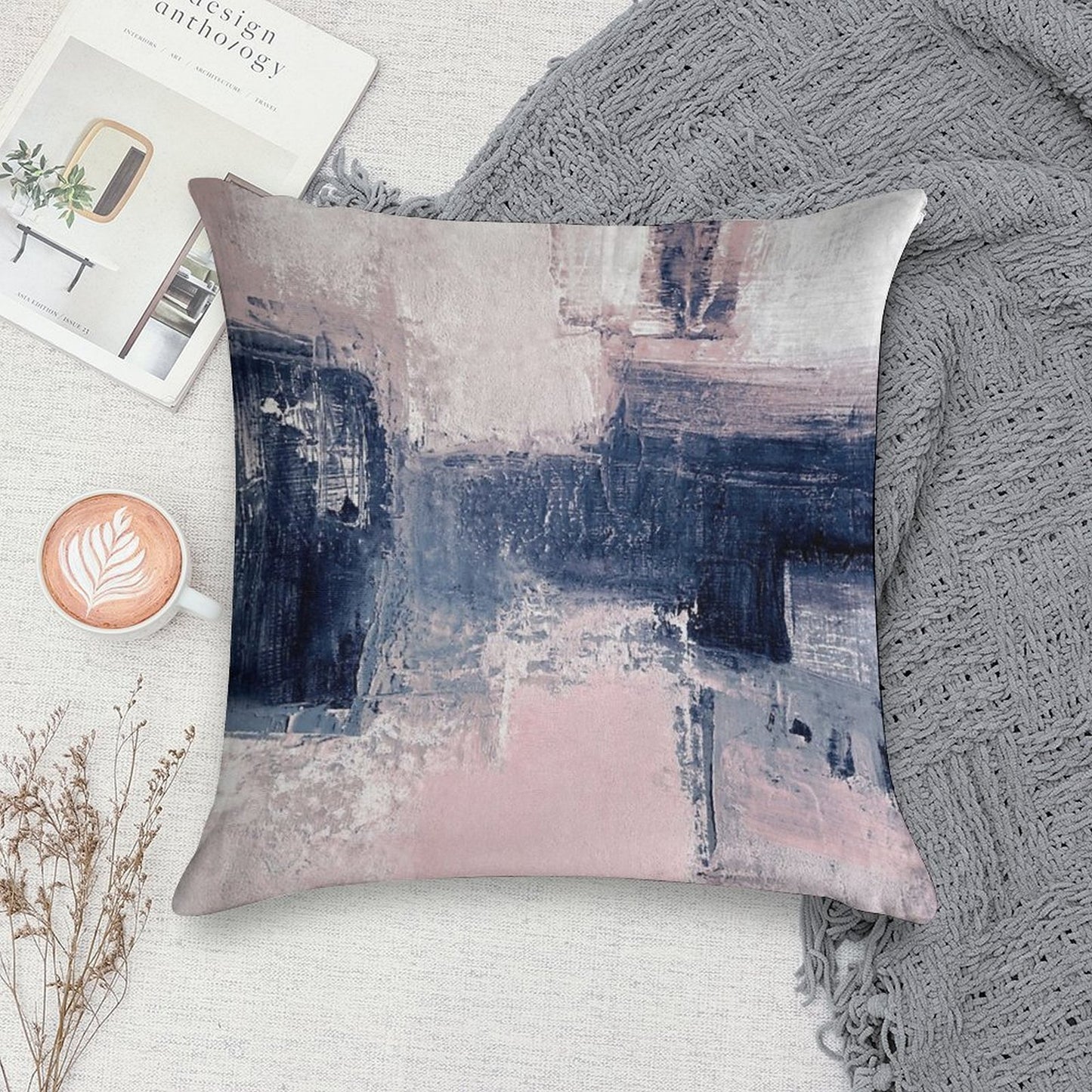Pink And Navy 2 Soft Ultra-Soft Texture Throw Pillow