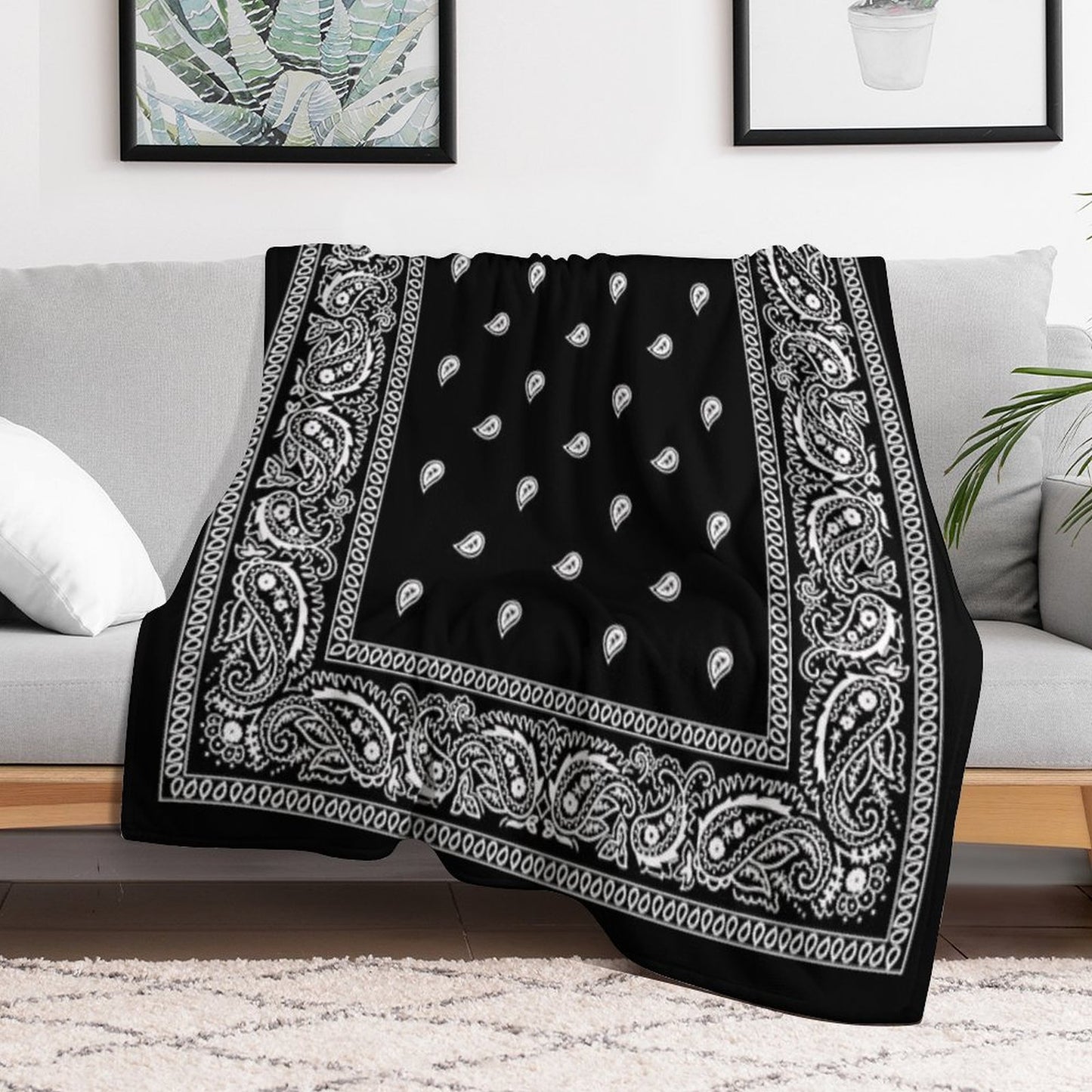 Bandana Black Throw Blanket