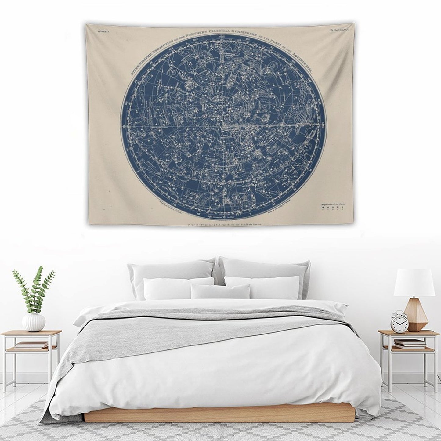 Constellations of The Northern Hemisphere Vintage Azure Blue Tapestry