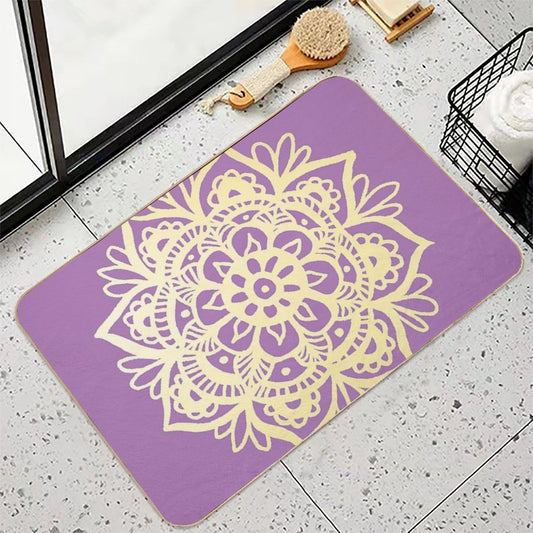 Purple And Gold Mandala Bath Mat