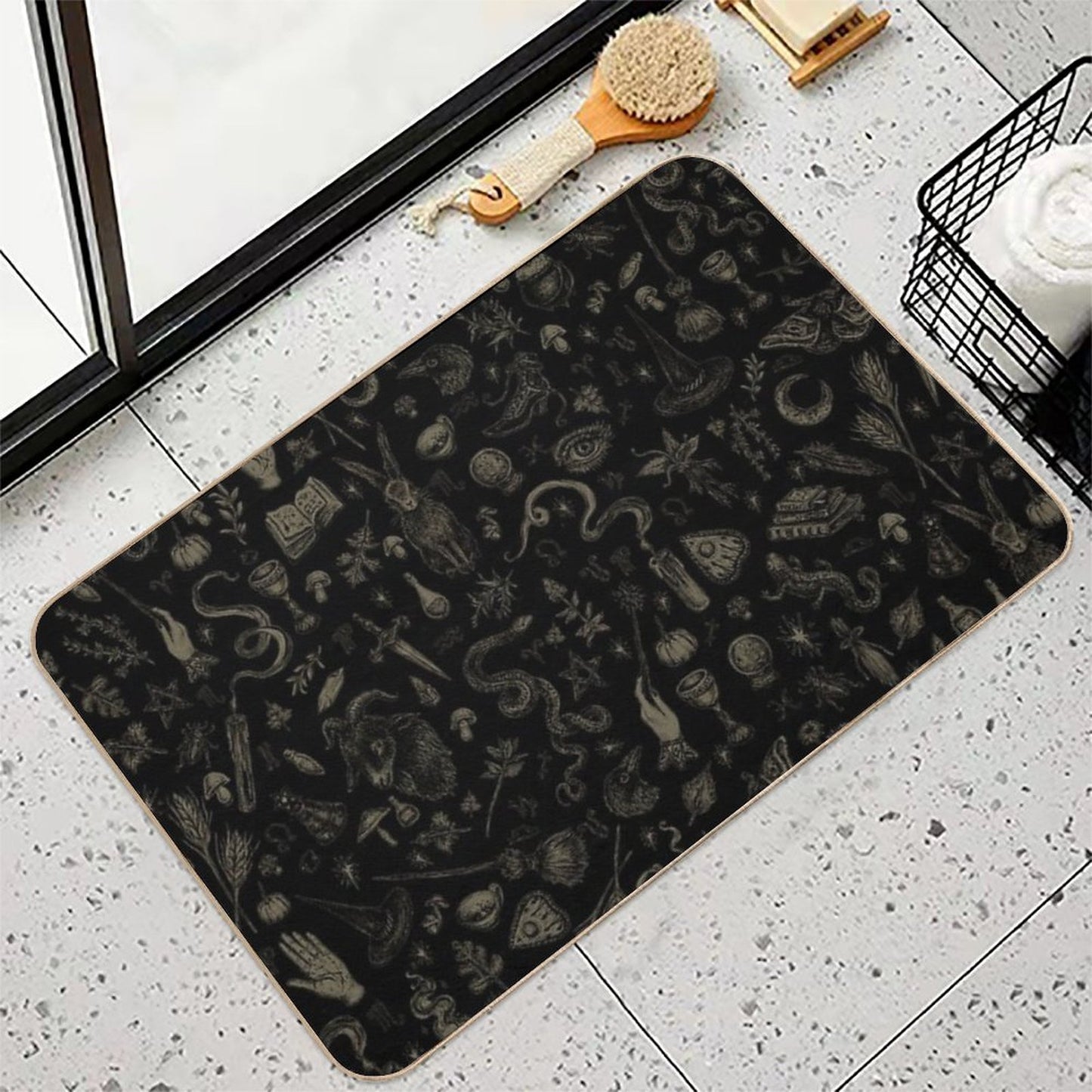 Just Witch Things (black And Beige) Bath Mat