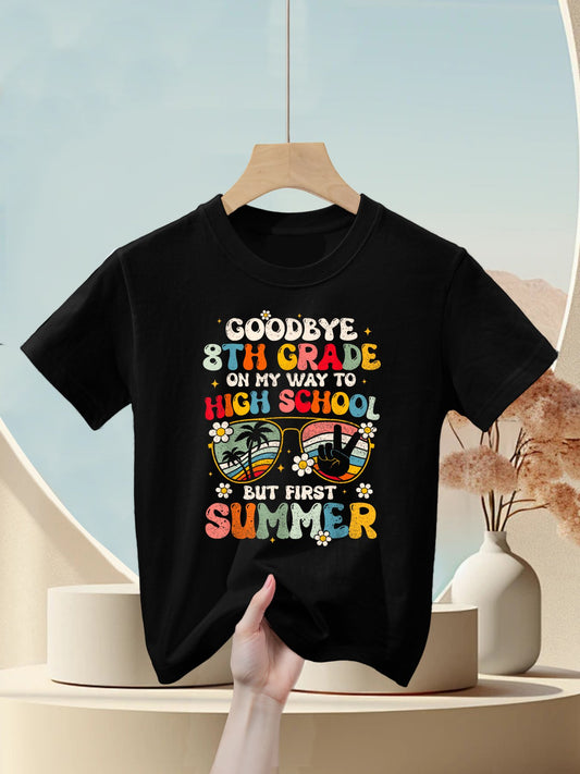 Goodbye 8th Grade Graduation To High School Hello Summer Kid Kids T-Shirt