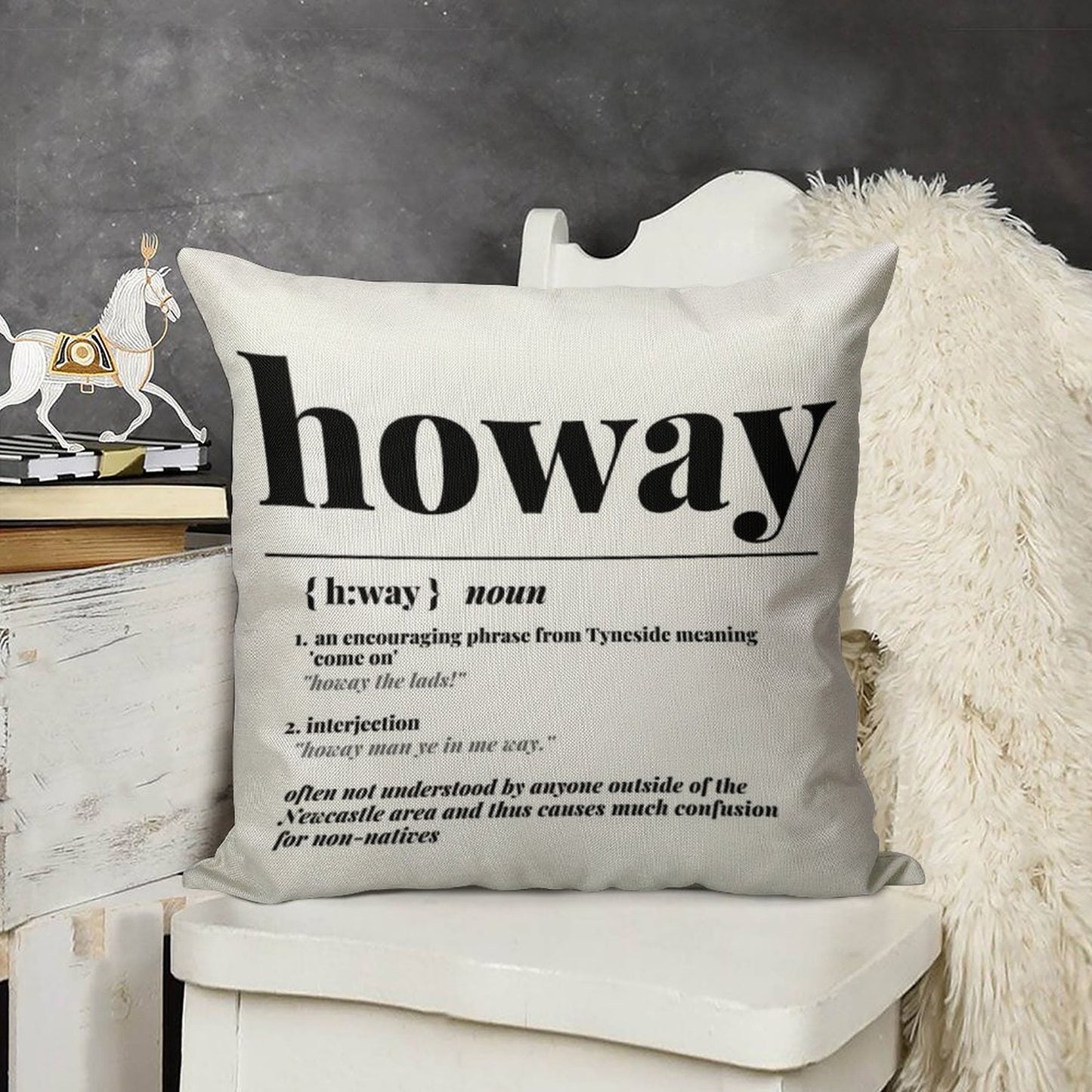 Howay Newcastle City Definition Print Linen Throw Pillow Cover