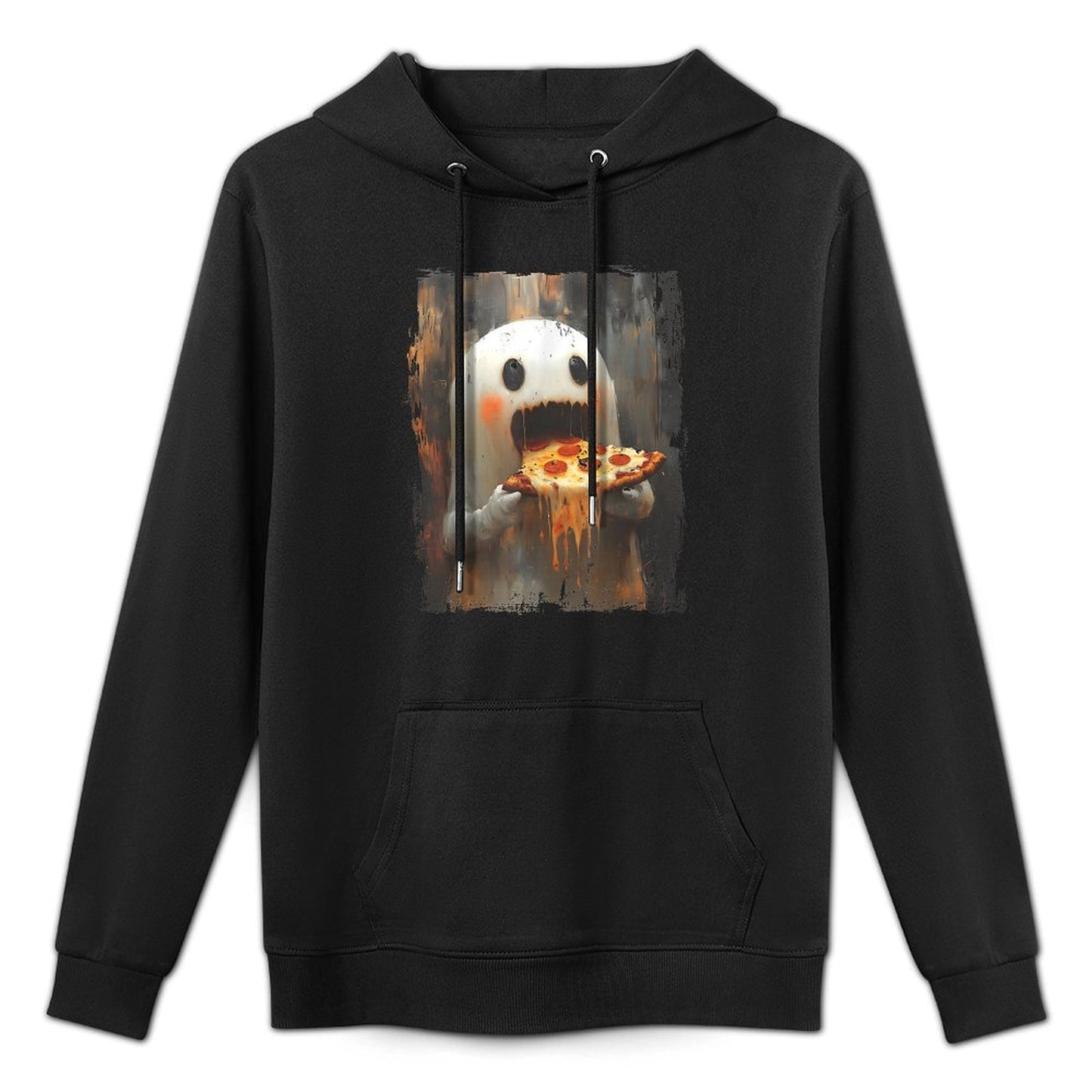 Cute Pizza Ghost Eating Pizza Funny Halloween Food Lovers All-Day Comfort Hoodie