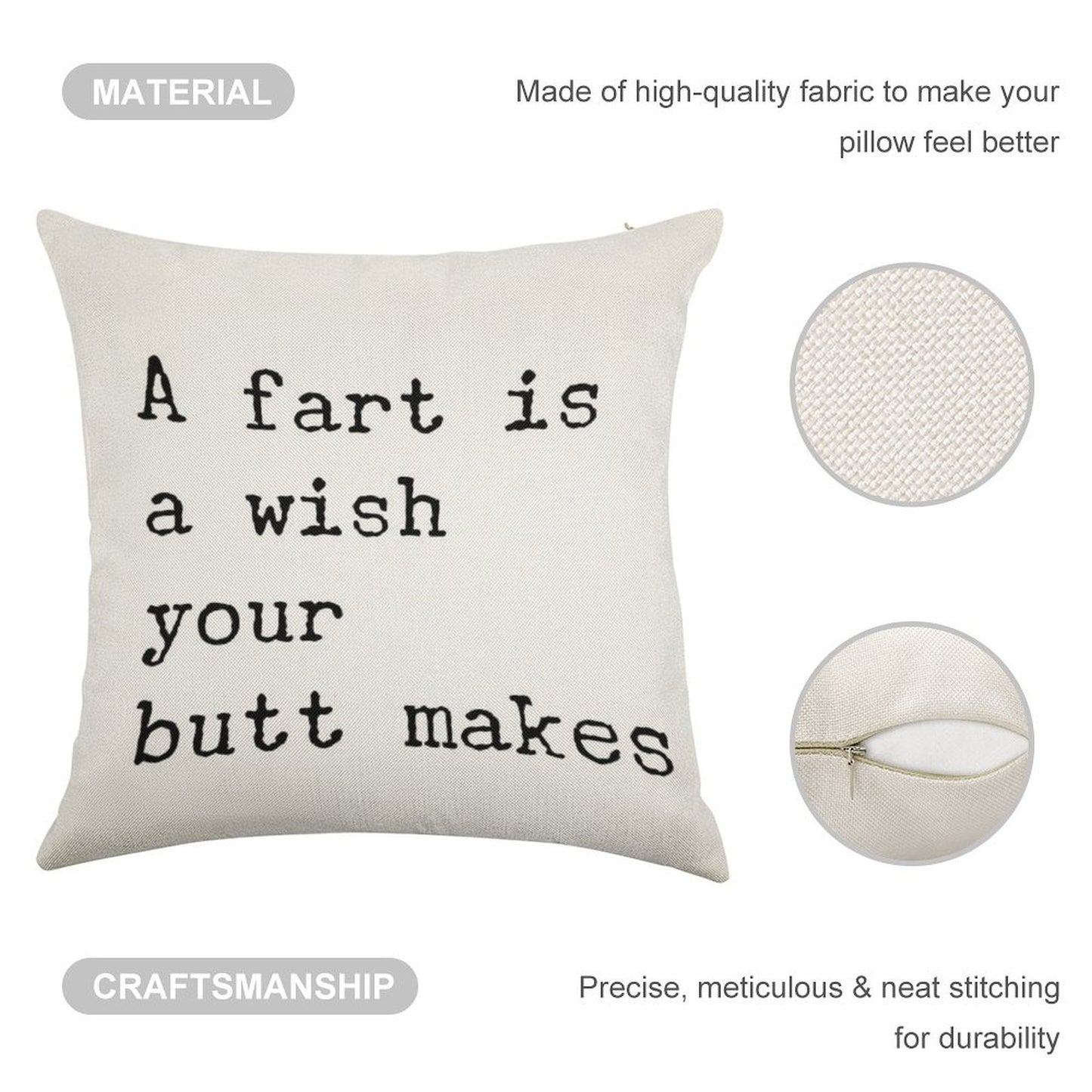 Farts Linen Throw Pillow Cover