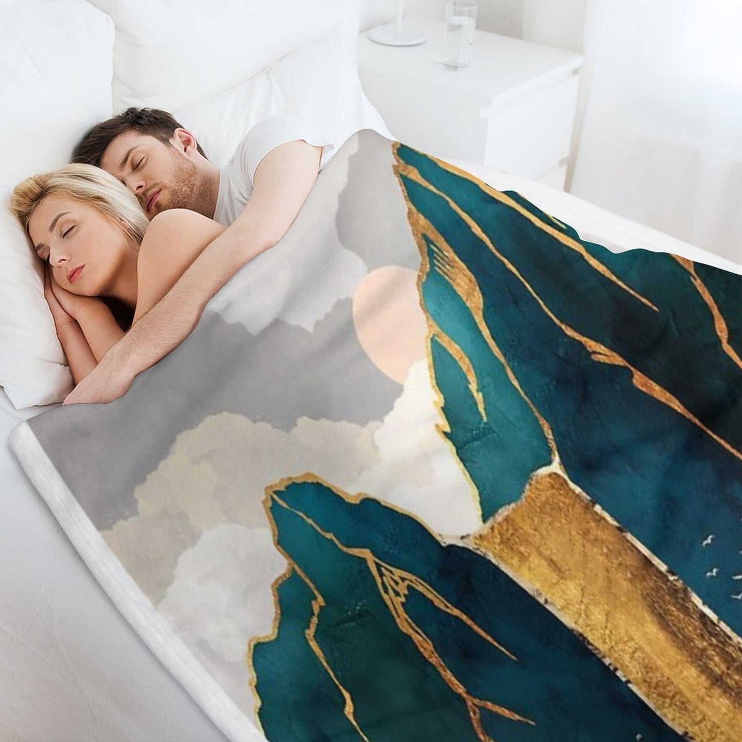 Golden Waterfall Throw Blanket