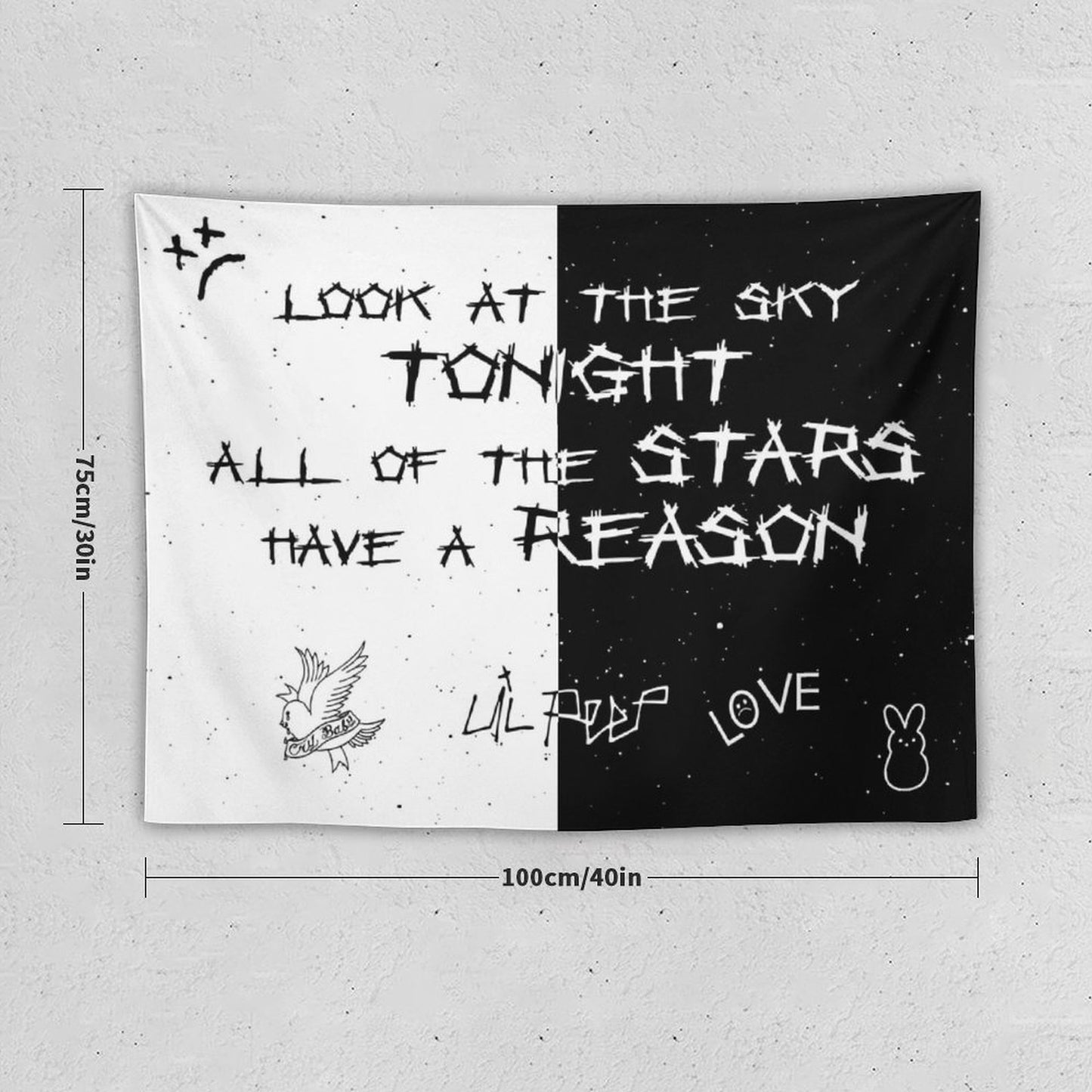 Lil Peep White And Black Star Tapestry