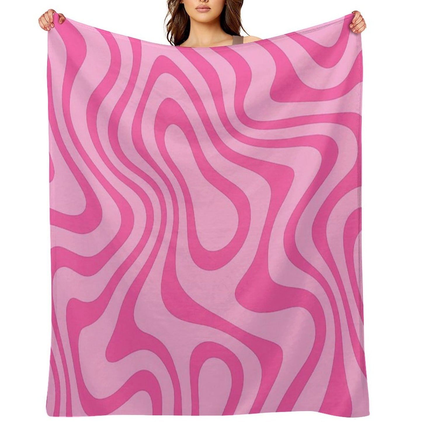 Vibrant Pink Wavy Abstract Pattern Throw Blanket