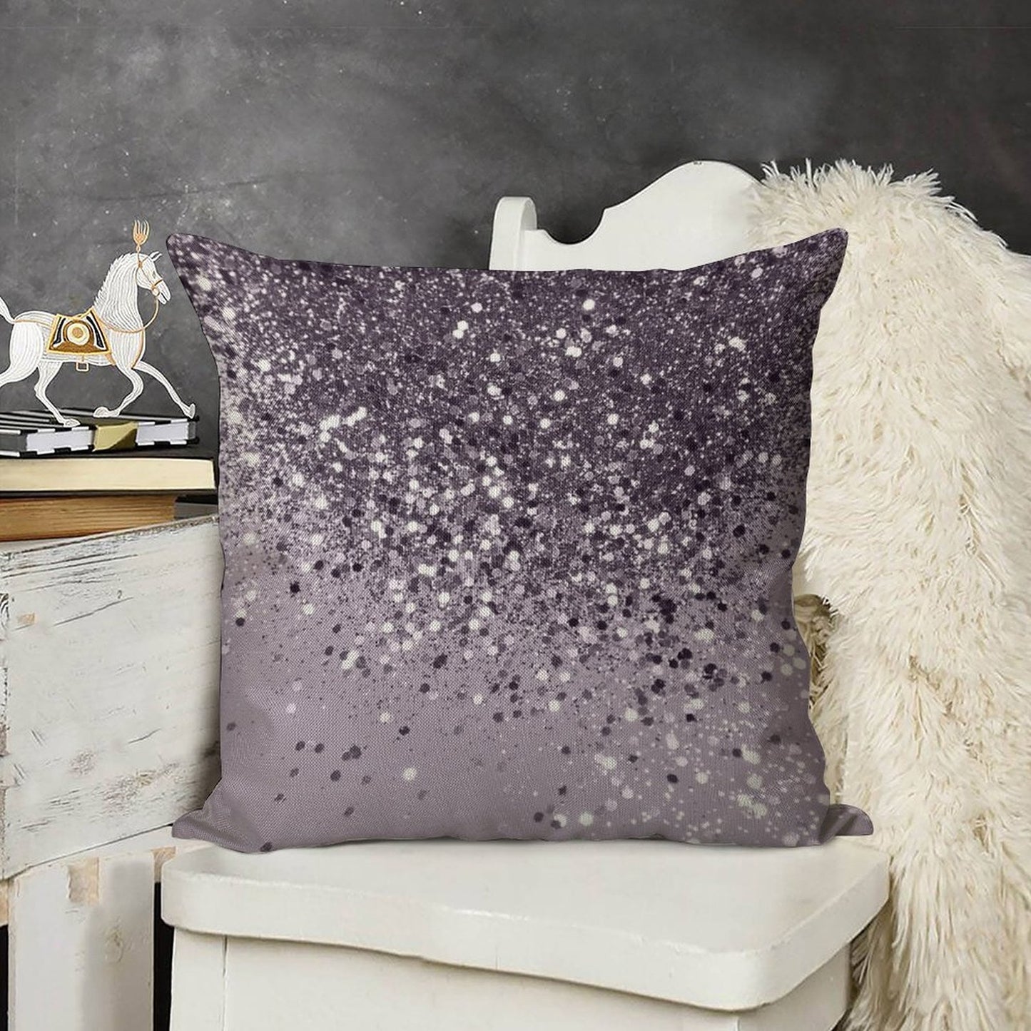 Lavender Lady Glam #2 (Photo of Glitter Only - Not Reflective) Linen Throw Pillow Cover