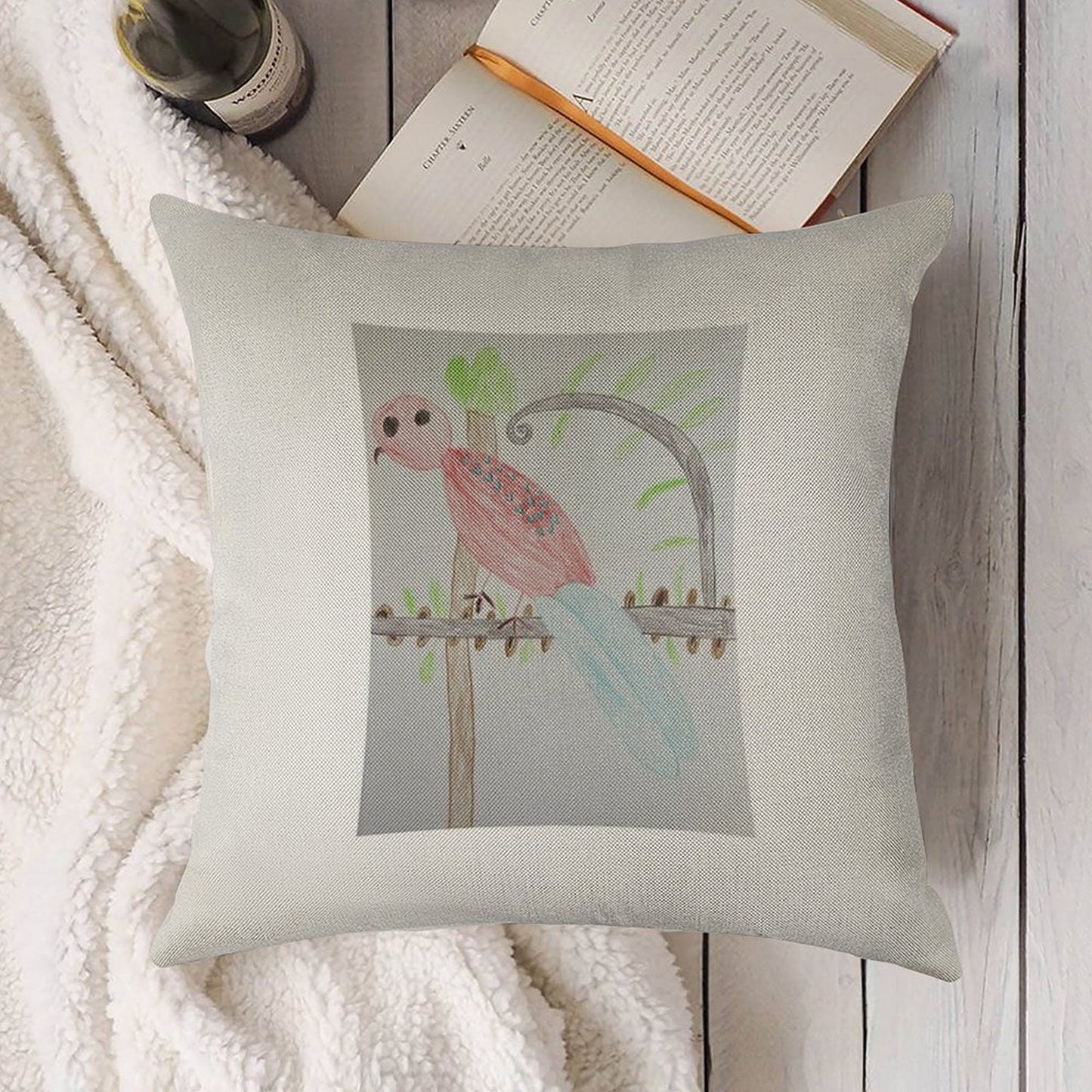 Crimson Rosella Linen Throw Pillow Cover