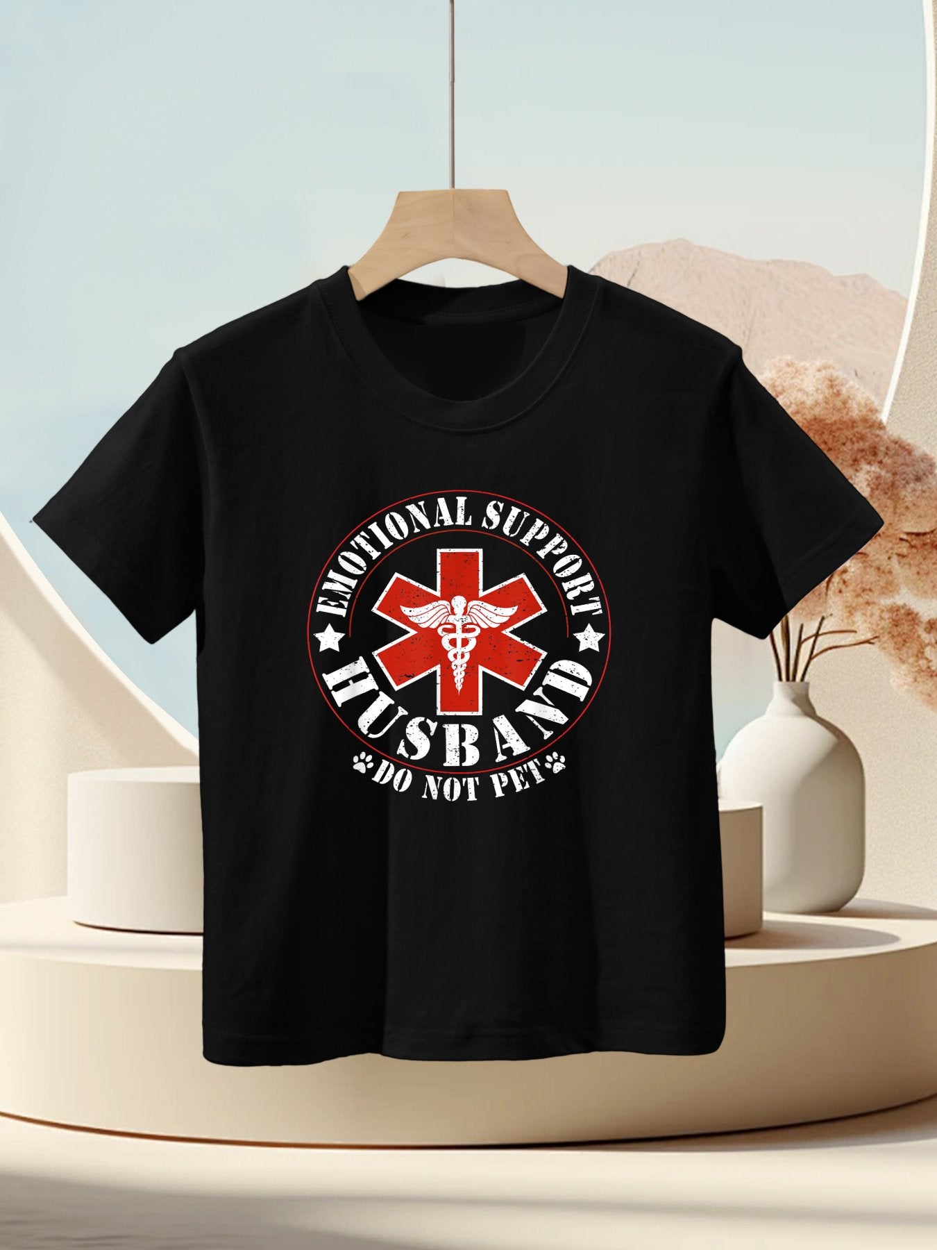 Emotional Support Husband Do Not Pet Funny Mens Husband Kids T-Shirt