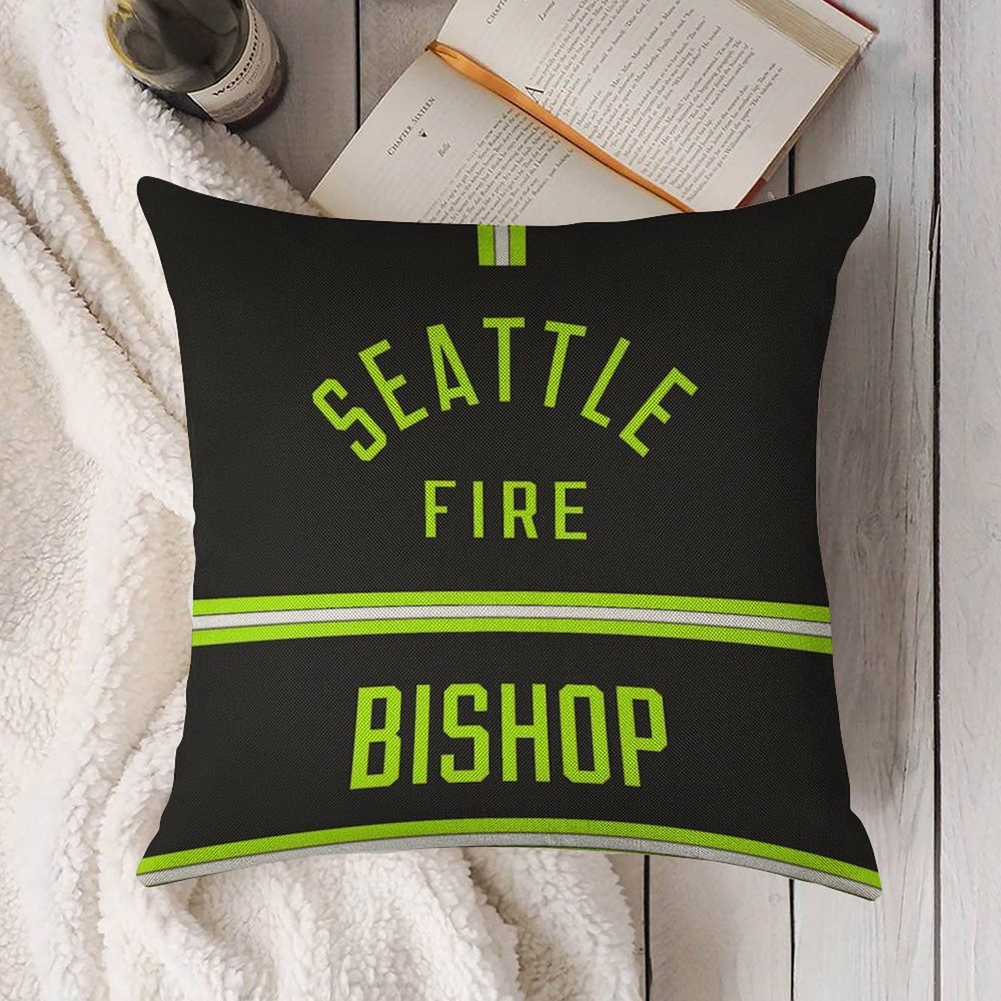 Station 19 - Seattle Fire Bishop Turnouts Pillow Linen Throw Pillow Cover