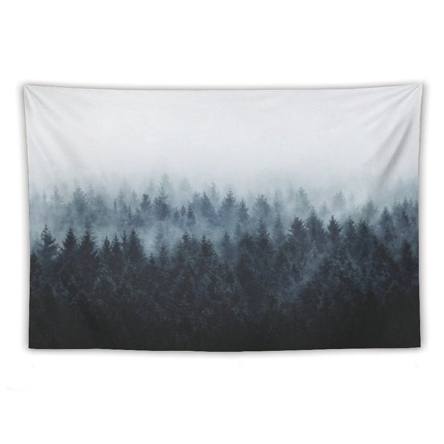 High And Low Dark Romantasy Moody Wilderness Dream Forest With Cascadia Trees Covered In Fog Tapestry