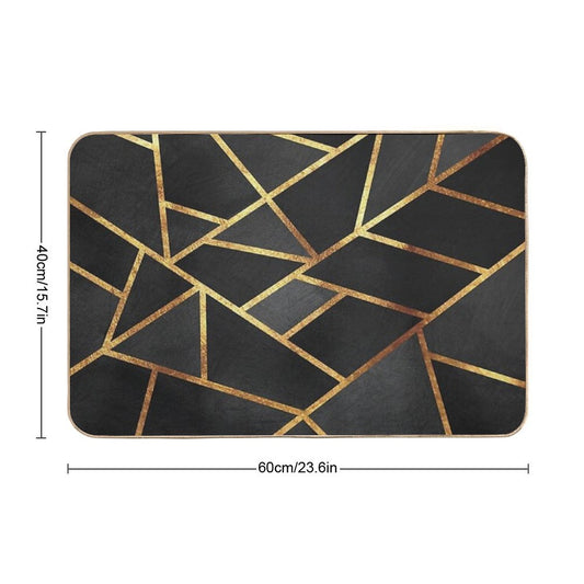 Black Gold Stone Geometric Bath Mat