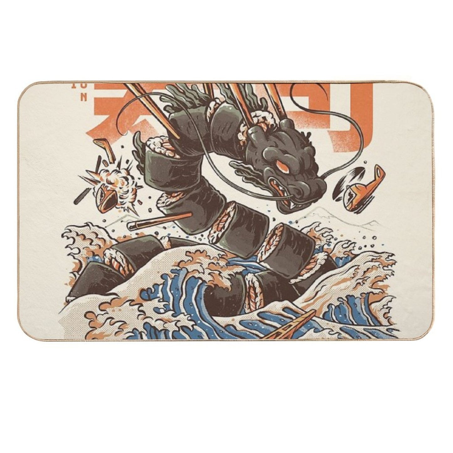 Great Sushi Dragon Repositionable Bath Mat