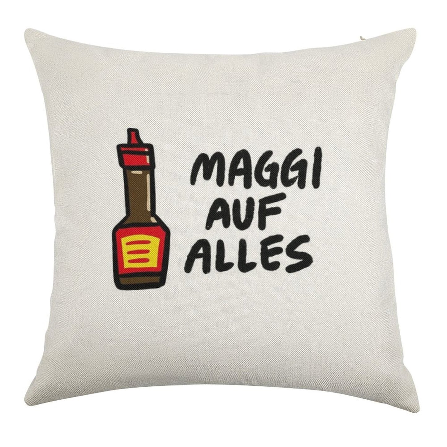 Maggi Auf Alles (Deutsch) Linen Throw Pillow Cover