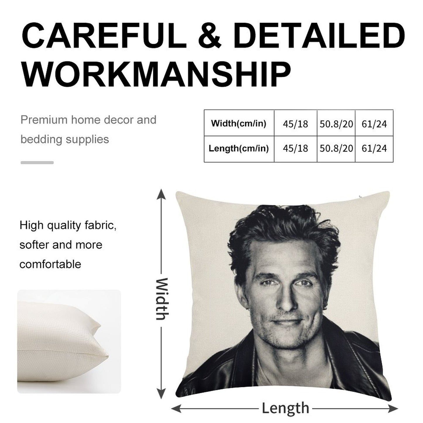 Matthew McConaughey Linen Throw Pillow Cover