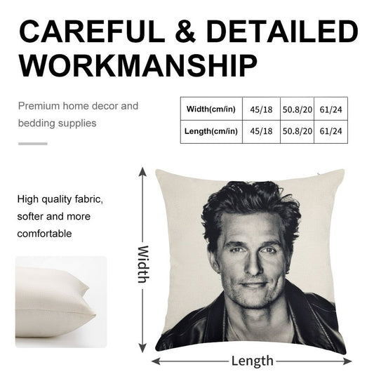 Matthew McConaughey Linen Throw Pillow Cover