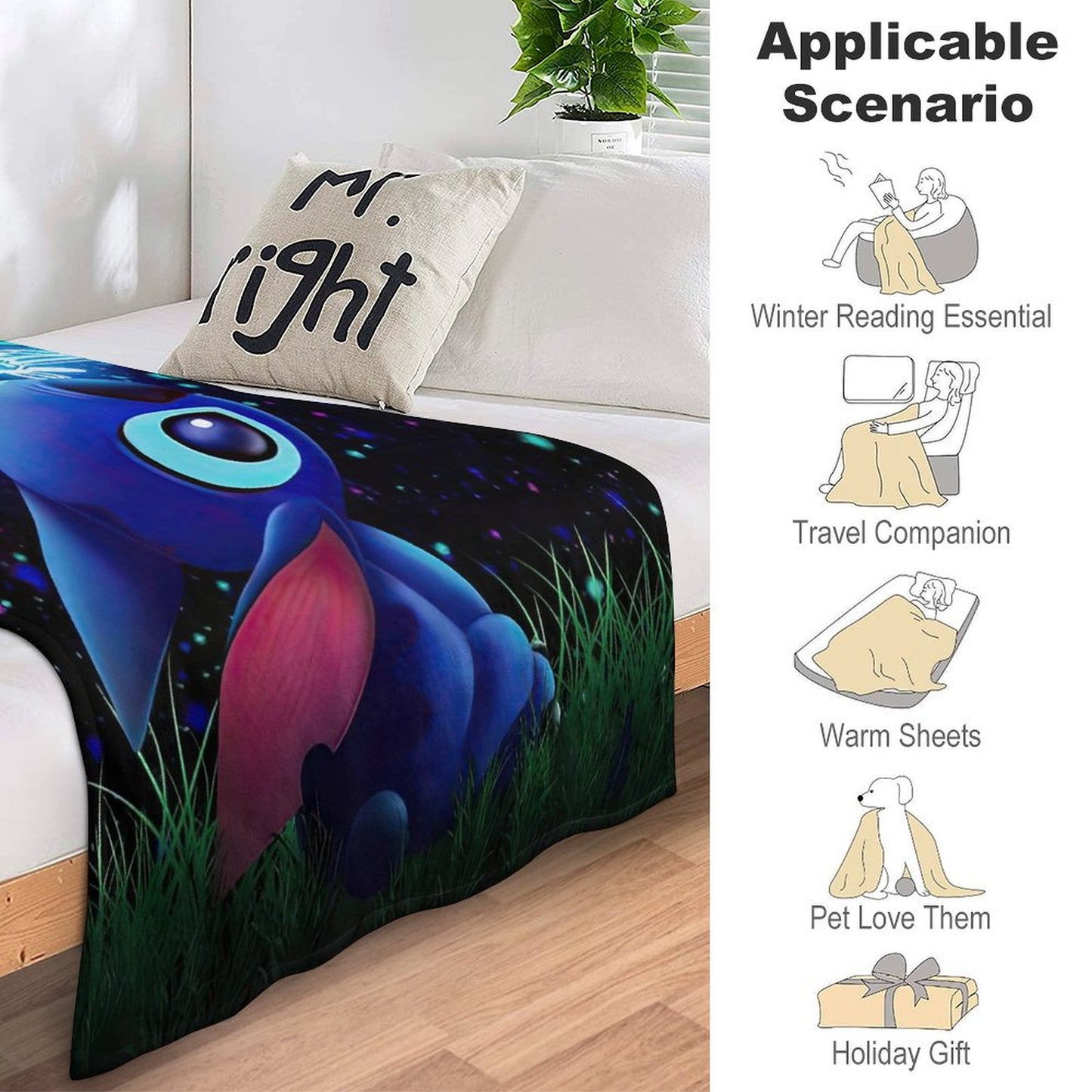 Stitch Butterfly Starry Sky Throw Blanket