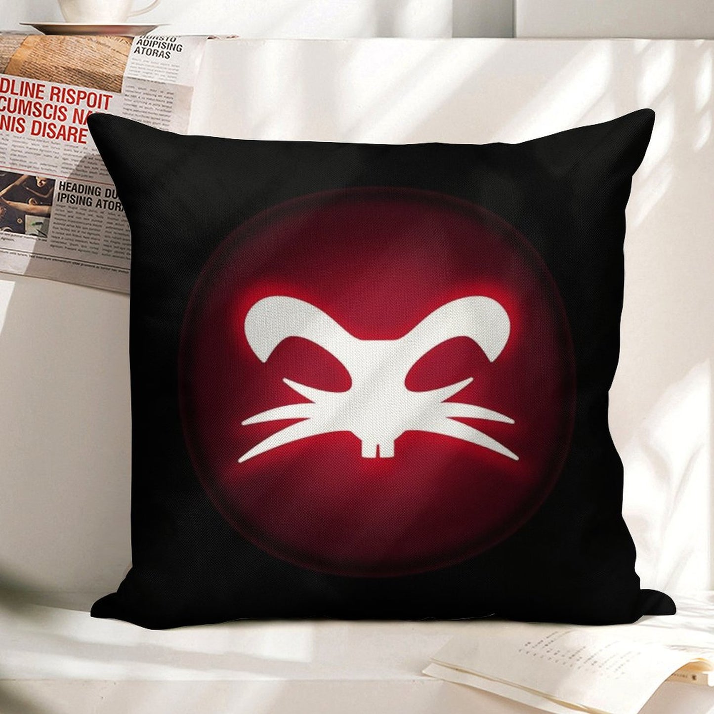 Right Click Esport — Bold Red Circle Logo Linen Throw Pillow Cover