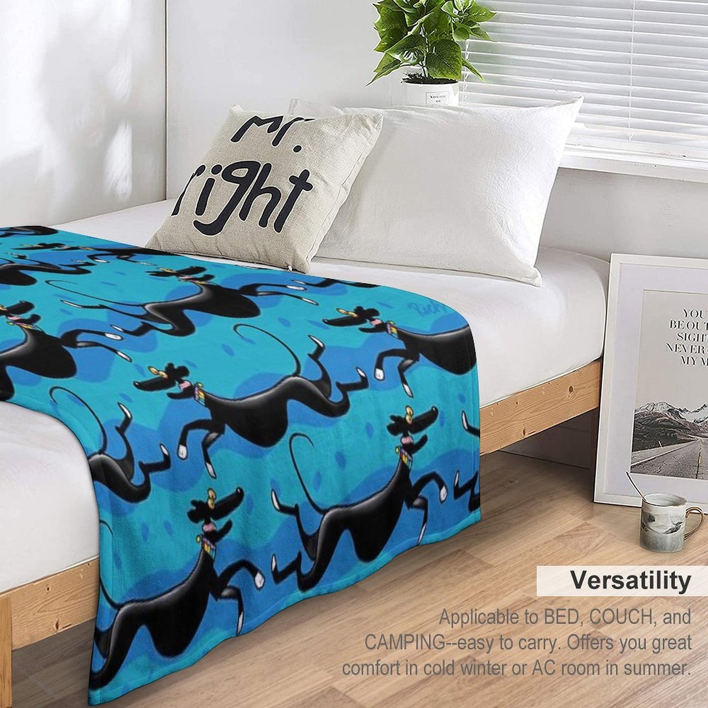Blue Zoomies Pattern Throw Blanket