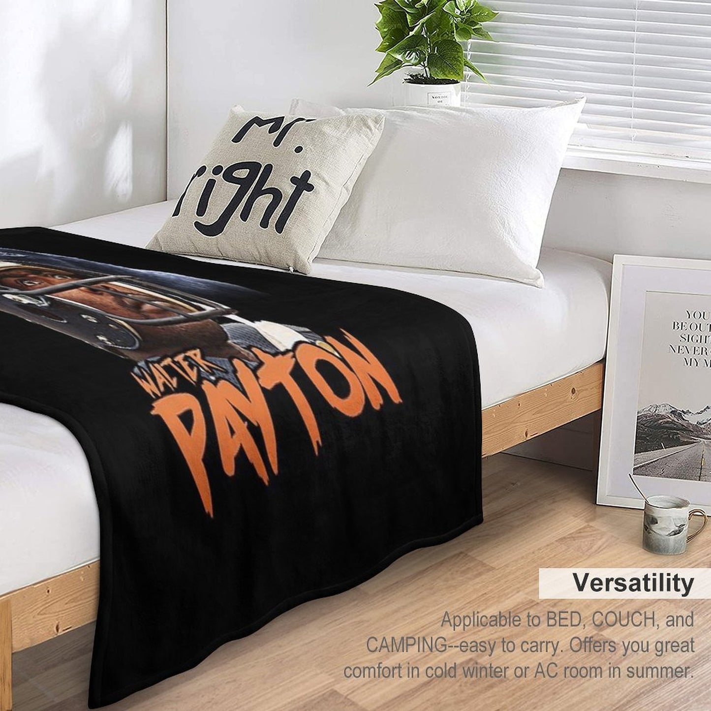 Walter Payton Vintage Chicago Bears Fan Design T-Shirt Throw Blanket