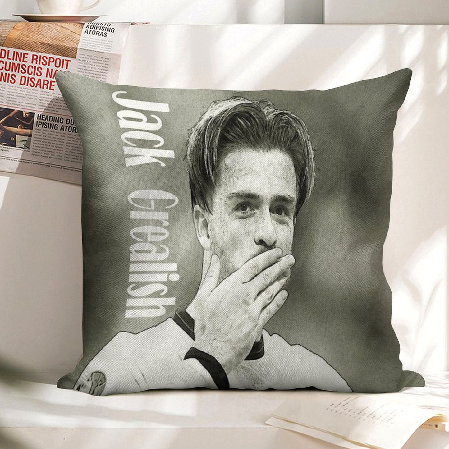 Jack Grealish Linen Throw Pillow Cover