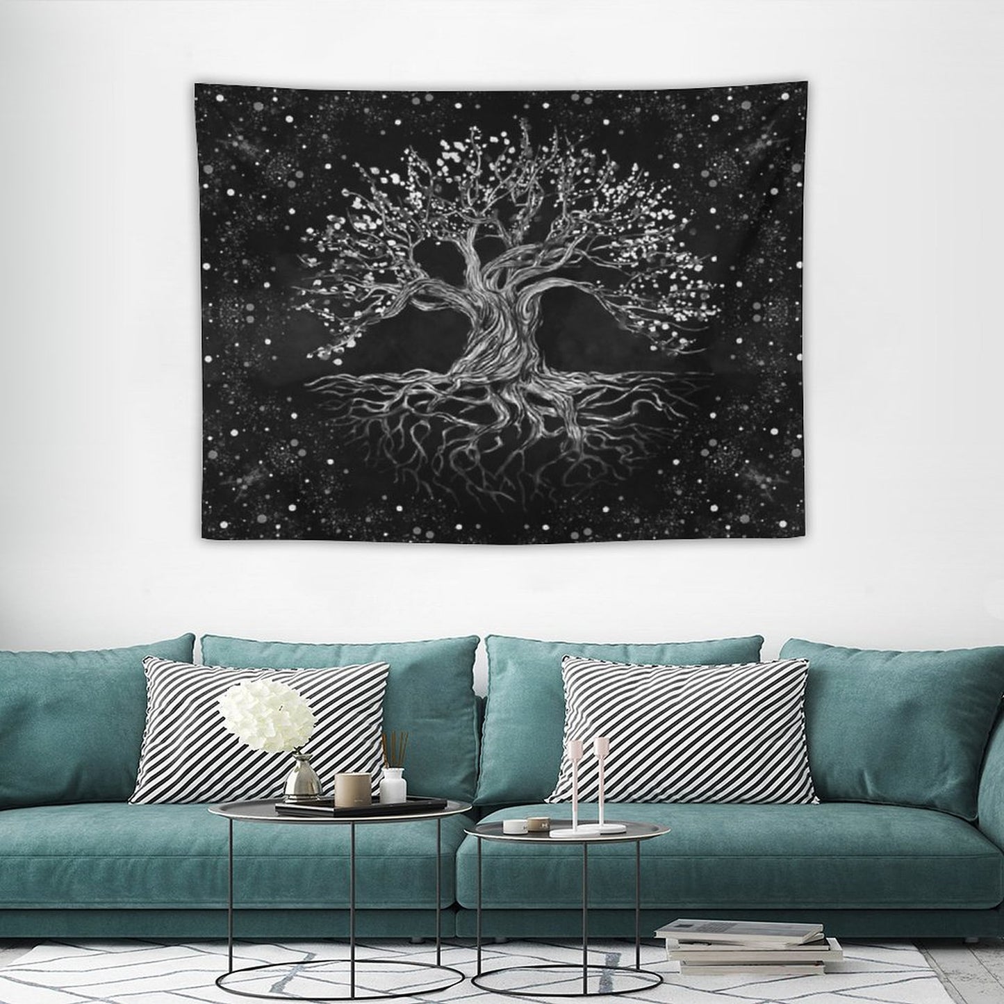Tree of Life Drawing Black And White Tapestry