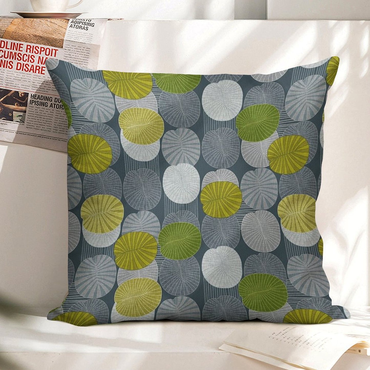 Dickinsonia Lime Linen Throw Pillow Cover