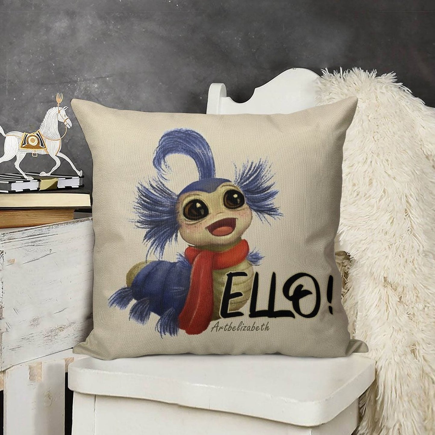 Labyrinth Worm Linen Throw Pillow Cover