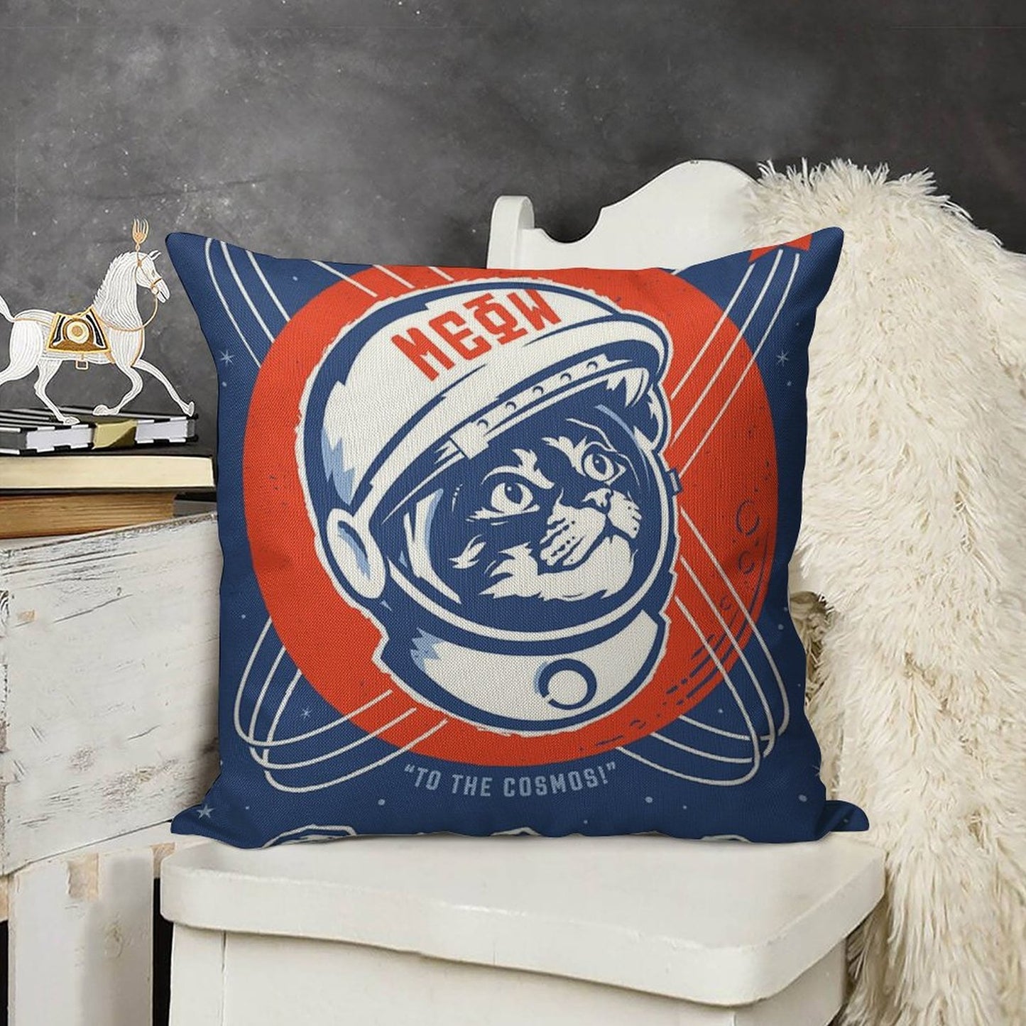 BELIEVE! To The Cosmos - Meow, Long Live The Kitty! Linen Throw Pillow Cover
