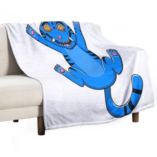 Playful Blue Tiger Cat Throw Blanket