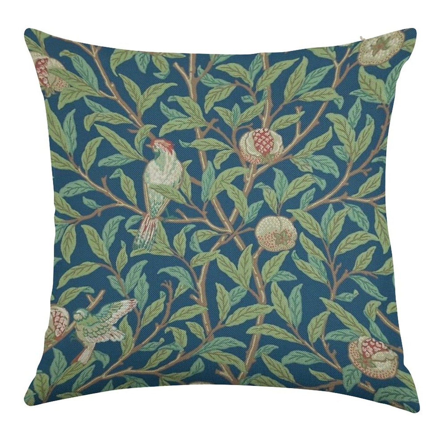 William Morris Pomegranate Fruit And Bird,No,01. Linen Throw Pillow Cover