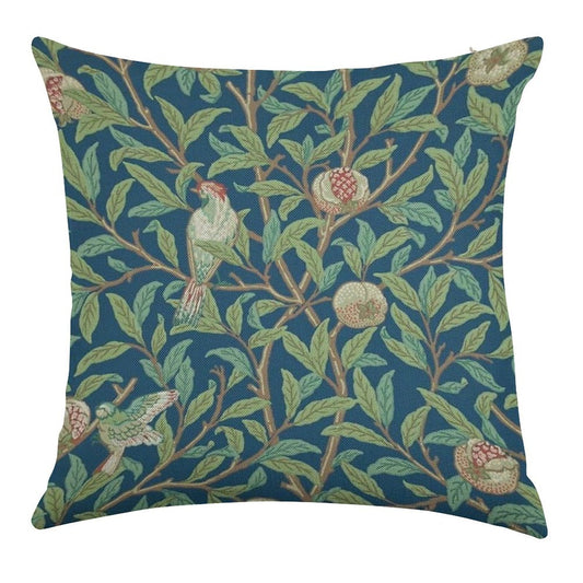 William Morris Pomegranate Fruit And Bird,No,01. Linen Throw Pillow Cover
