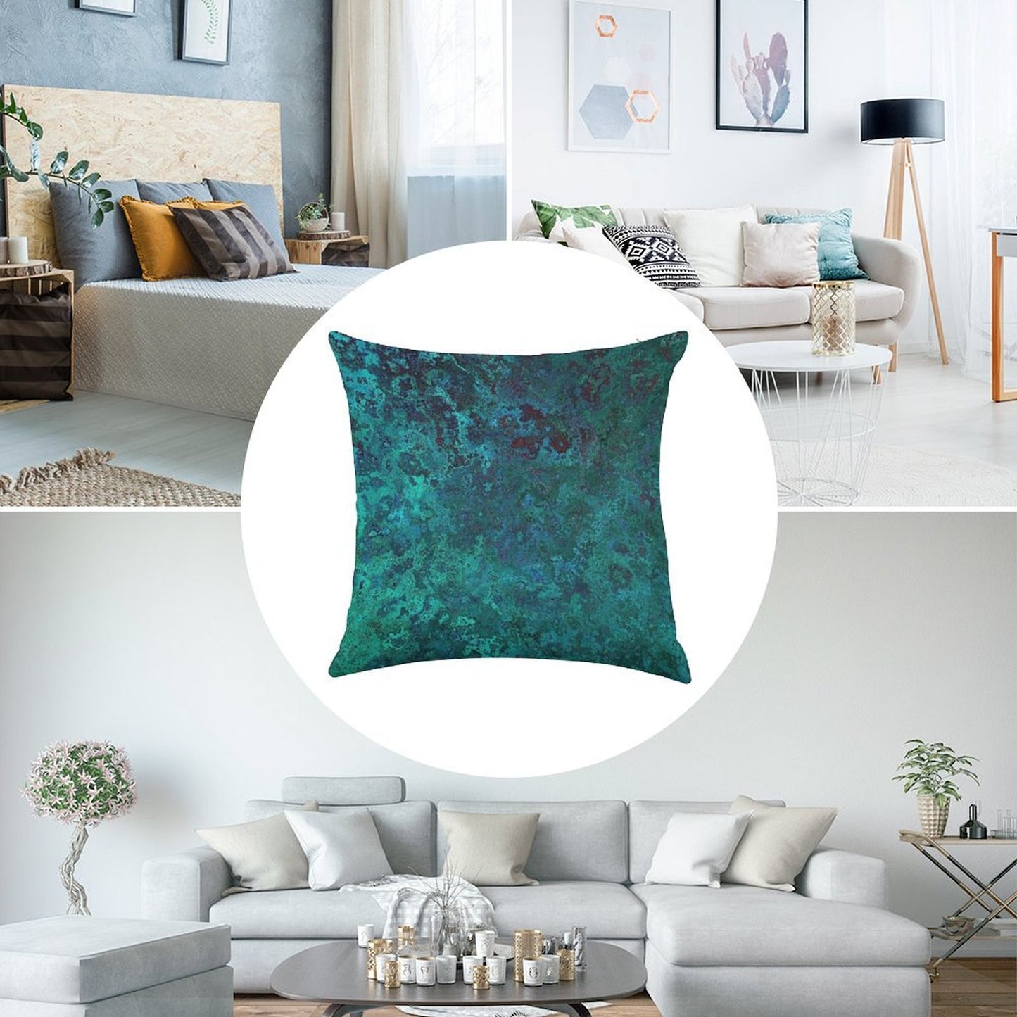 Shimmering Ocean Blue Linen Throw Pillow Cover