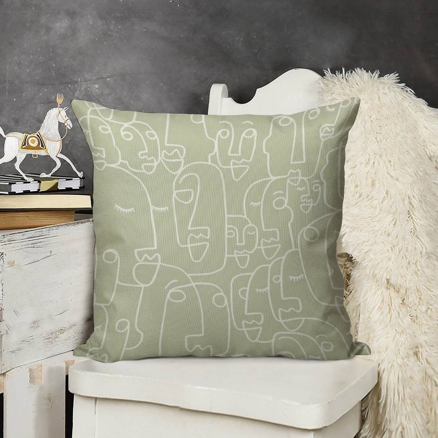 Sage Green Linen Throw Pillow Cover