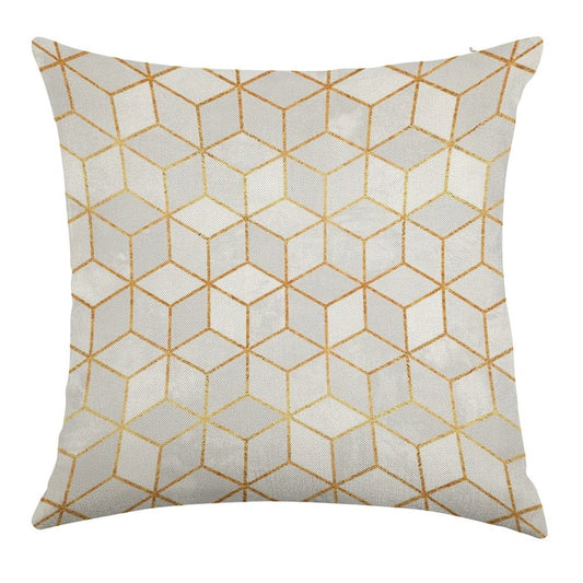 White Cubes Linen Throw Pillow Cover