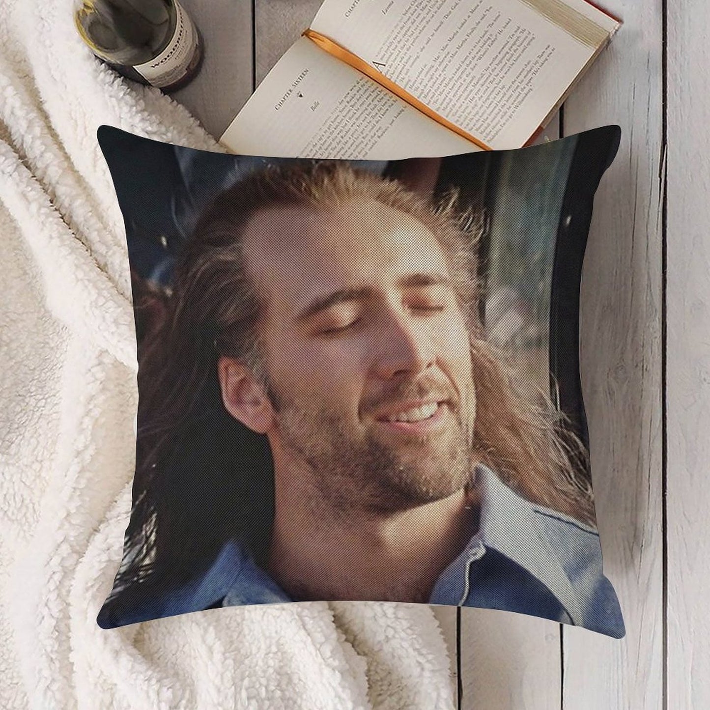Nicolas Cage Linen Throw Pillow Cover
