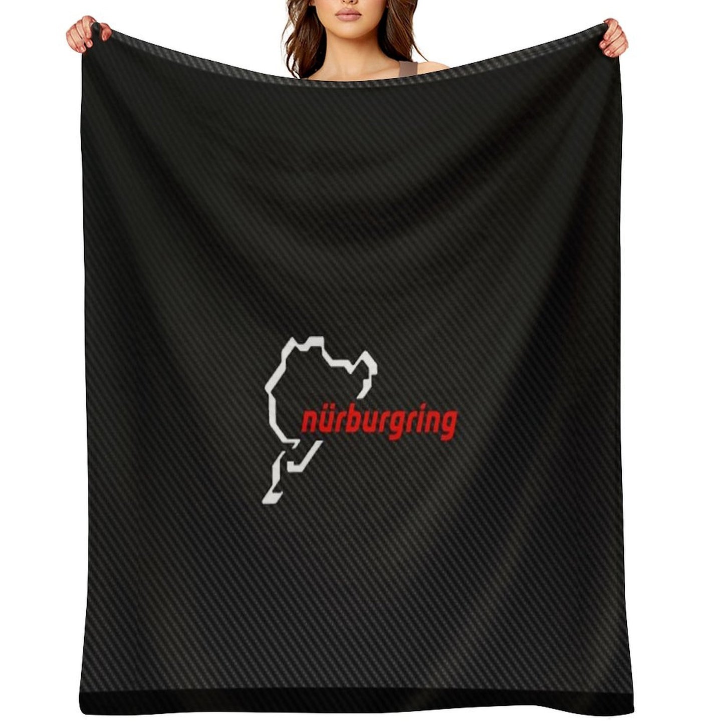 Nürburgring Carbon Fiber White Red Throw Blanket