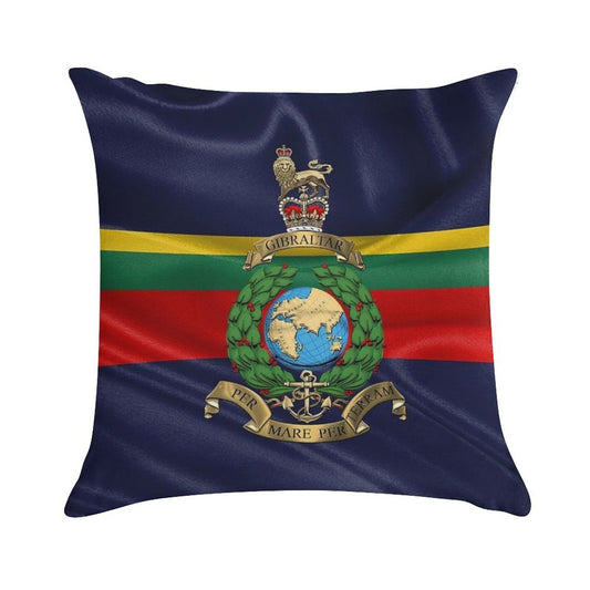 Royal Marines - RM Badge over Royal Marine Flag Soft High-Density Material Throw Pillow