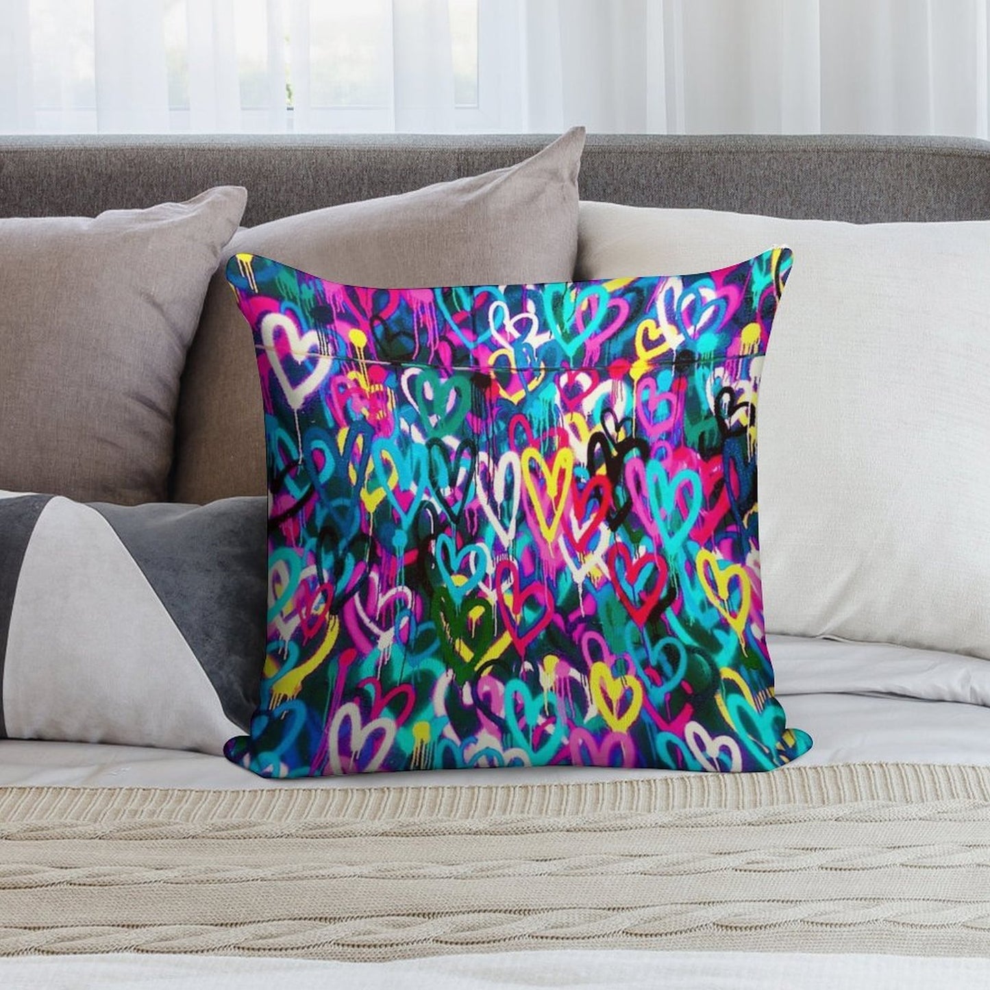 HEARTS STREET Soft Shrink-Resistant Throw Pillow