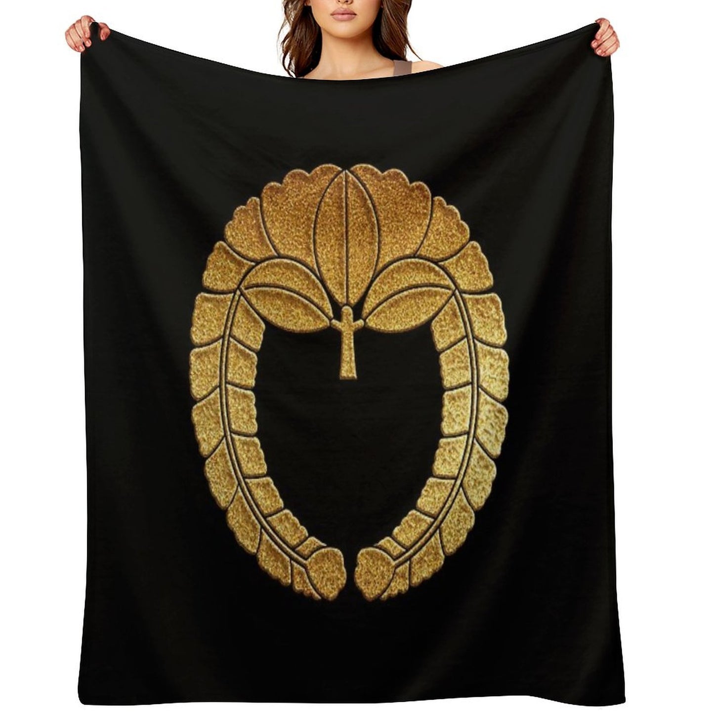 Sagari Fuji Kamon in Gold Seal Throw Blanket