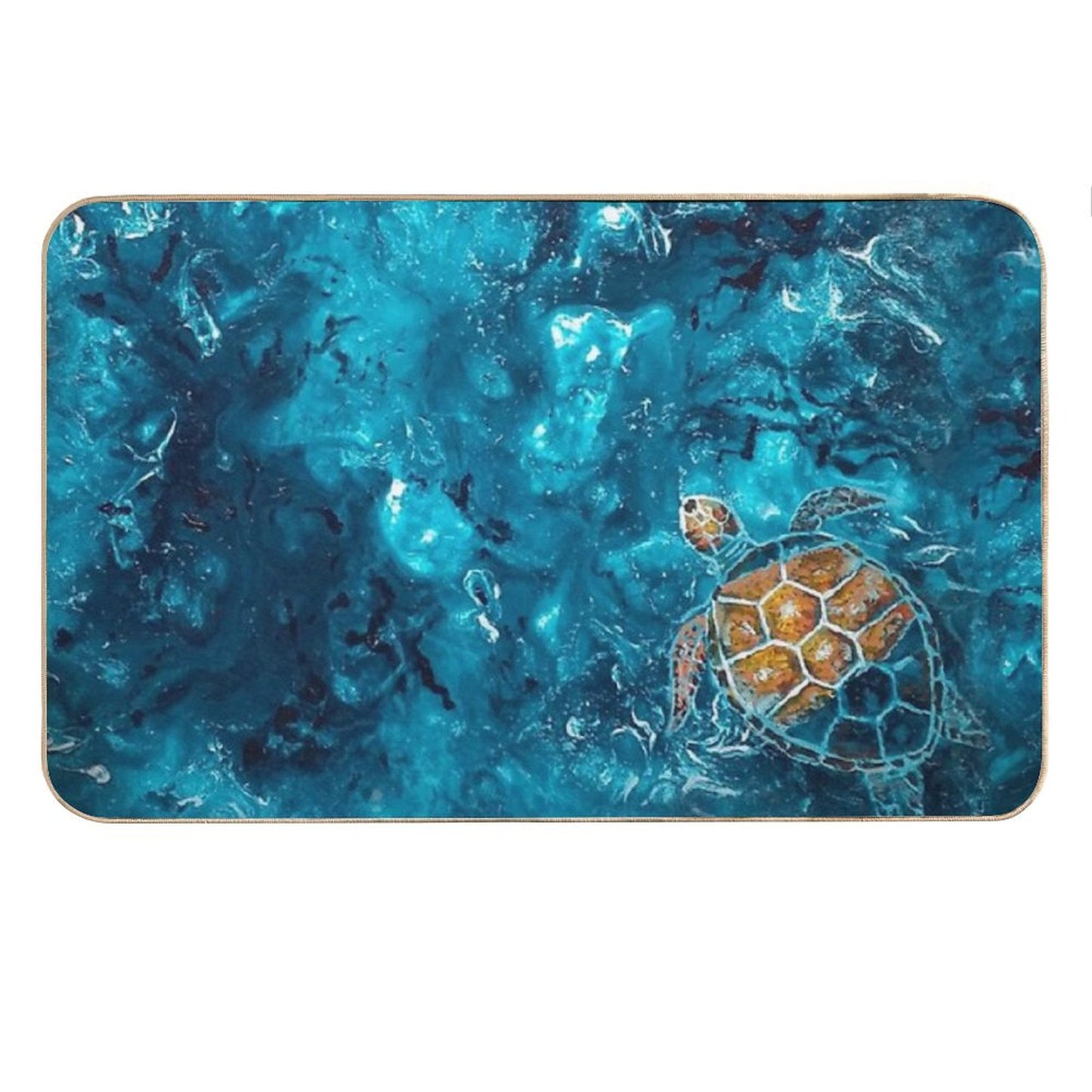 Painted Turtle In Aqua Waters Bath Mat