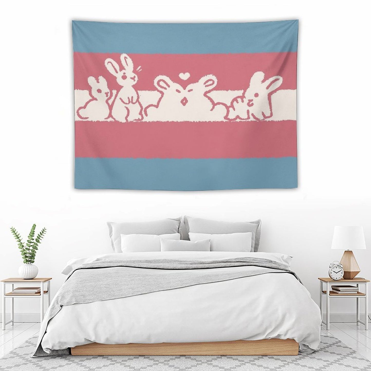 Trans Flag Bunnies Tapestry