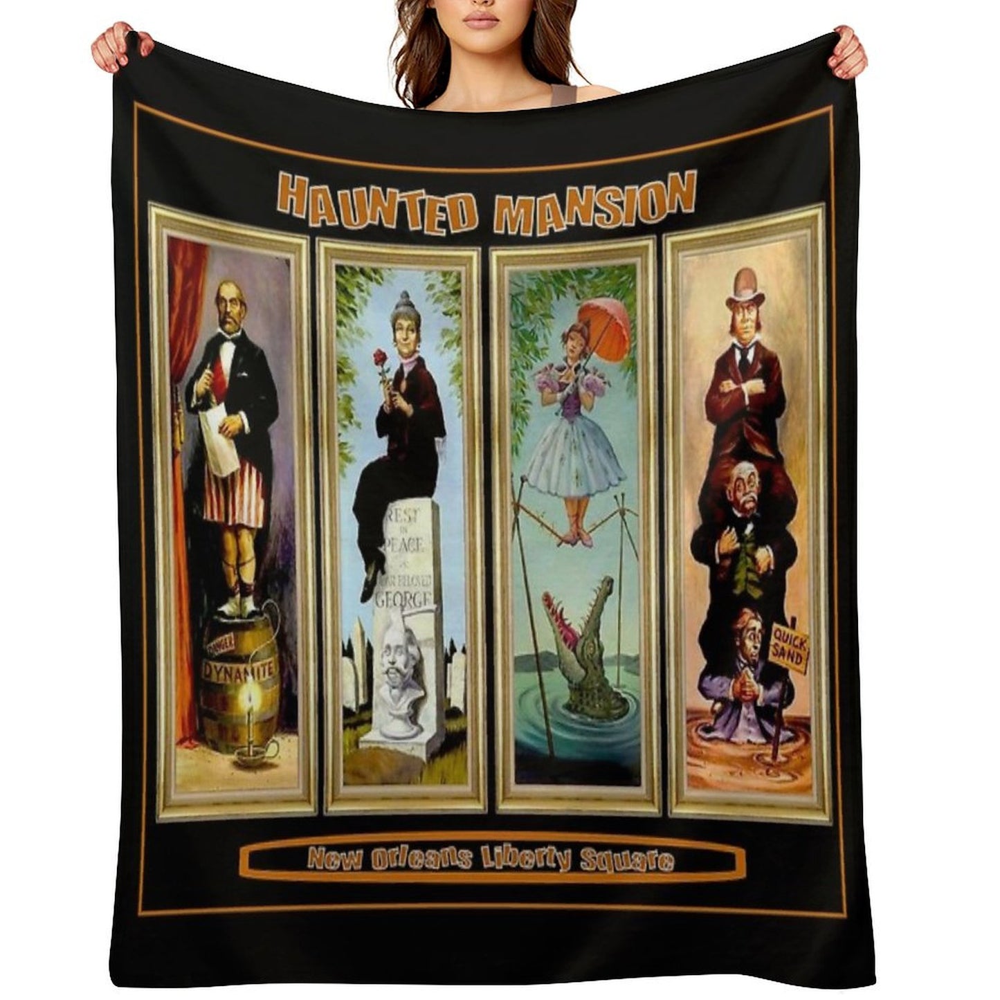 HAUNTED MANSION Vintage New Orleans Liberty Square Prints. Throw Blanket